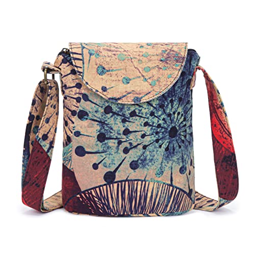 OPQRSTU Women's Retro Small Size Canvas Shoulder Bag Hippie Boho Crossbody Handbag - necksoother