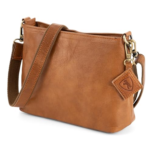BERLINER BAGS Vintage Leather Shoulder Bag Marbella Crossbody Handbag for Women - Brown - necksoother