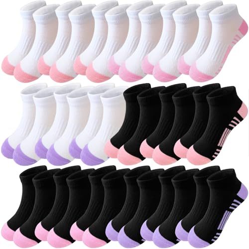 Bemeol Girls Socks 18 Pairs Ankle Socks Girls Running Athletic Low Cut Socks for Little Big Kids - necksoother