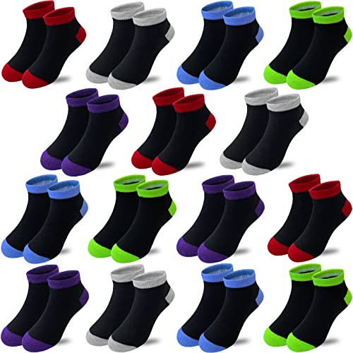 15 Pairs Kids Low Cut Socks Half Cushion Sport Ankle Athletic Socks for Boy Girl - necksoother