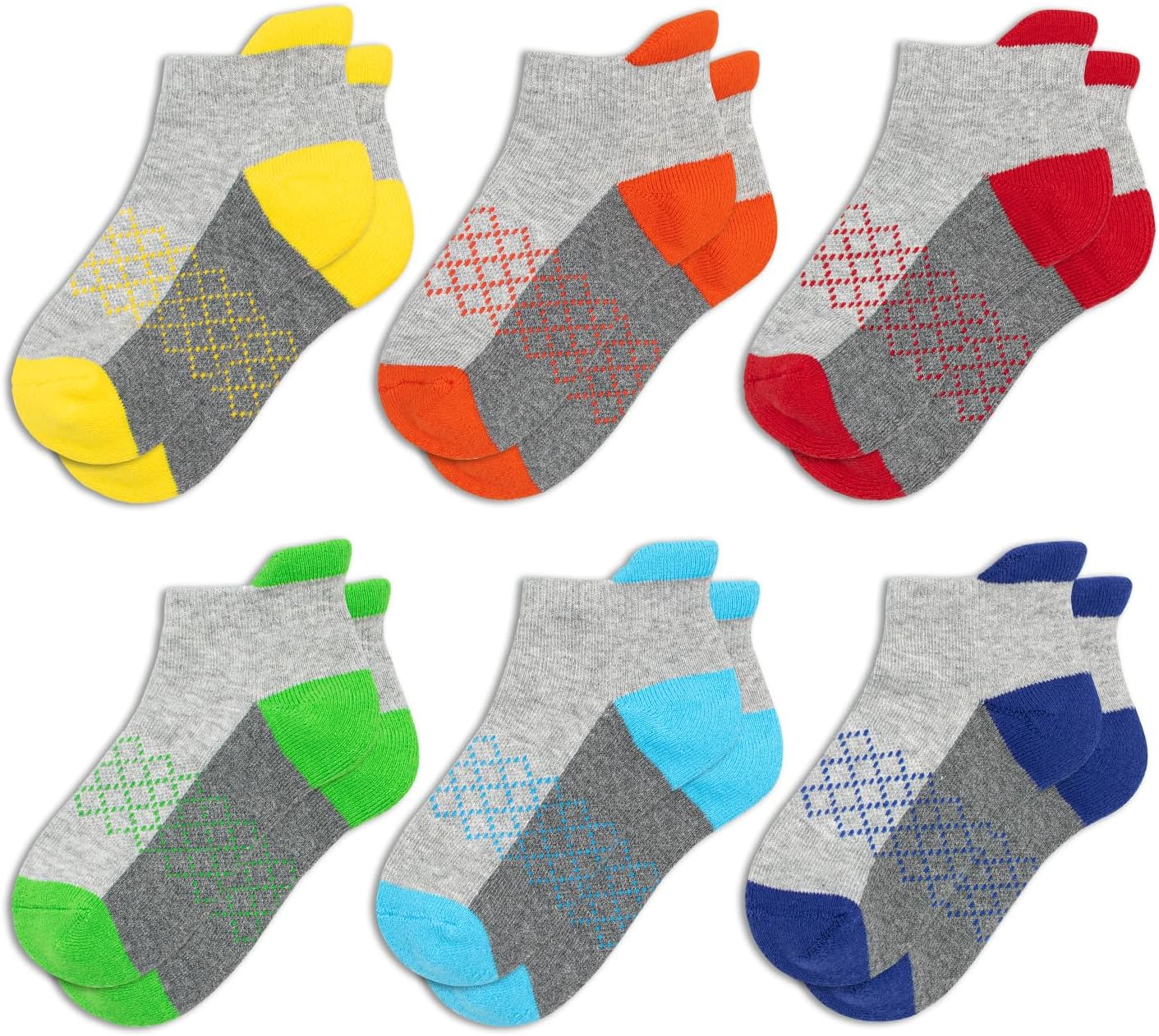 Boys/girls Socks Cushioned Kids Socks. Kids Ankle Athletic Socks With Low Cut Tab For 4-10 Years Old-6 Pairs - necksoother