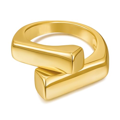Gold/Silver Chunky Open Ring Adjustable Fashion Statement Ring for Women Ladies - necksoother