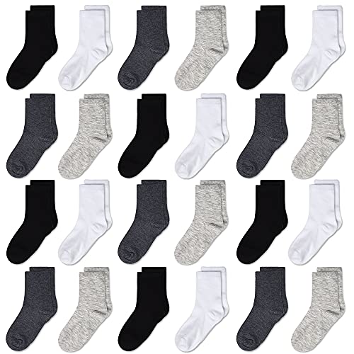 Kids Socks 24 pairs Cozy Athletic Crew Socks for Boys and Girls(1-13Years) - necksoother