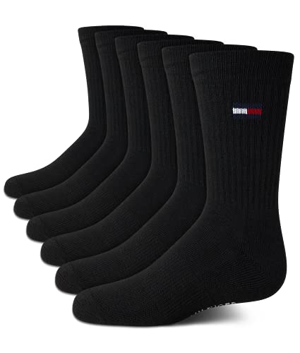 Tommy Hilfiger Unisex Kids' Athletic Socks-Cushioned Crew Socks(6 Pack) - necksoother