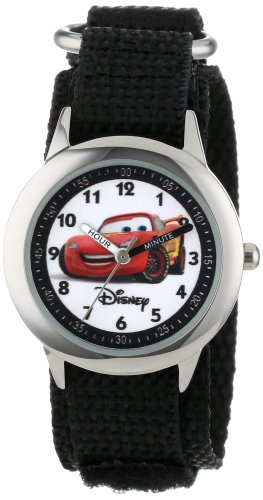 Disney Cars Kids' Stainless Steel Time Teacher Analog Quartz Nylon Strap Watch - necksoother