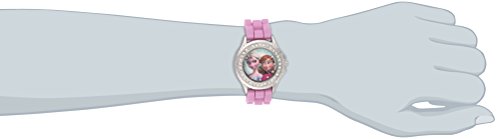 Accutime Disney Kids' FZN3554 Frozen Anna and Elsa Rhinestone-Accented Watch with Glittered Pink Band - necksoother