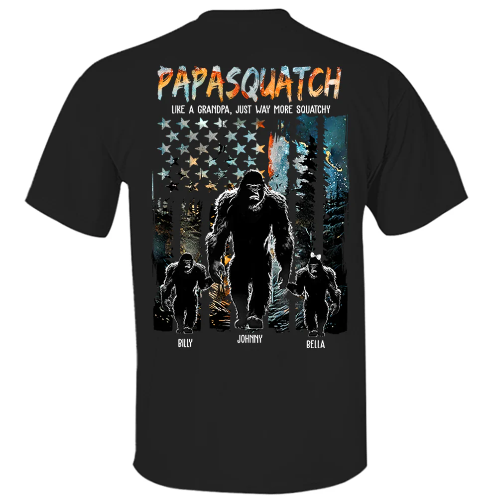 Papasquatch Like A Grandpa Just Way More Squatchy - Personalized Bigfoot Shirt Gift For Dad & Grandpa - necksoother