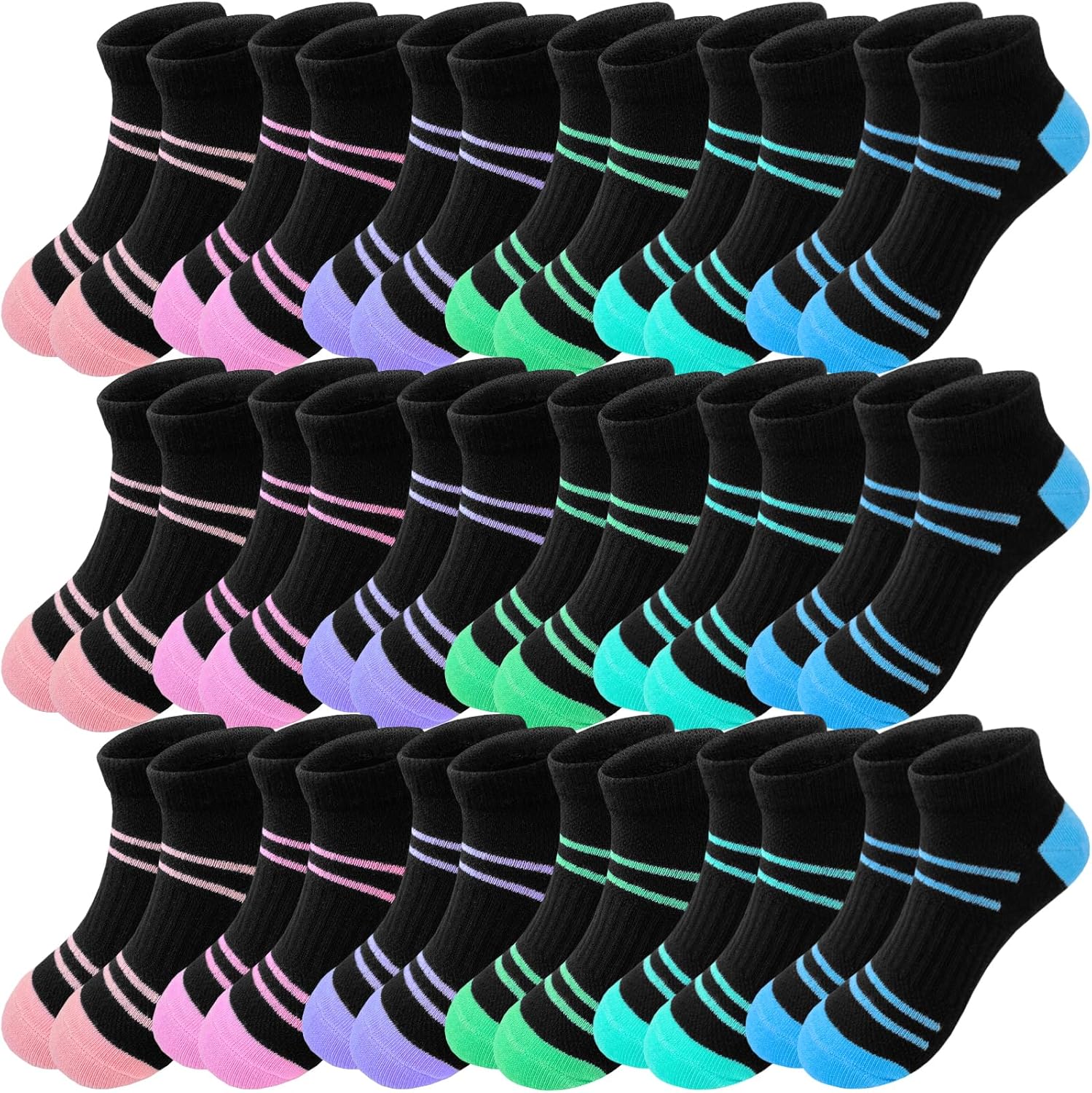 Bemeol Girls Socks 18 Pairs Kids Ankle Socks for Girls Cotton Sports Low Cut Athletic Socks - necksoother
