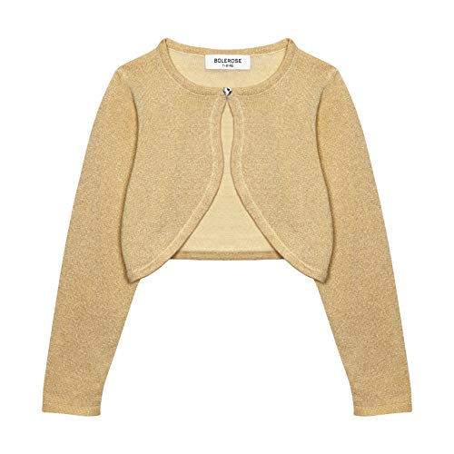 BOLEROSE Girls Long Sleeve Sparkle Cardigan Childrens Kids Bolero Shrug - necksoother
