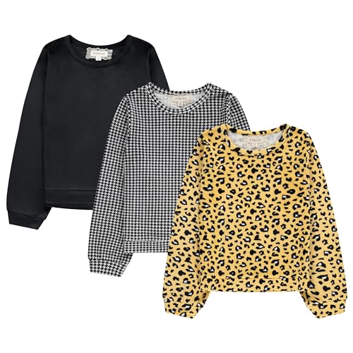 BTween Girls' Cozy Sweatshirt Set - Soft. Warm. and Stylish - Pack of 3 with Fun Designs - necksoother