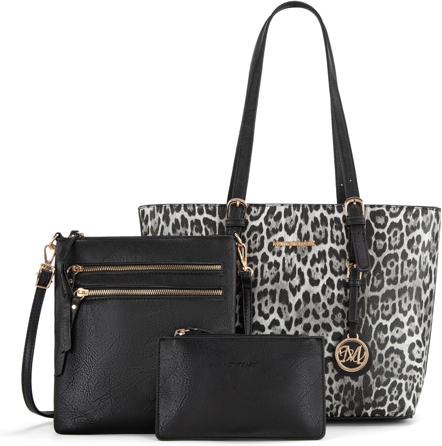Montana West Purses for Women Tote Bag 3Pcs Set Leopard Print Satchel Handbags - necksoother