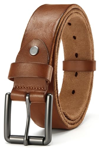 Full Grain Leather Belt for Men - Mens Belt Casual with Genuine Leather - Handcrafted Elegance for Your Wardrobe - necksoother