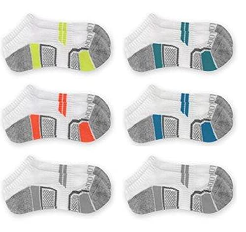 Fruit of the Loom Boys' 6 Pack No Show Eveyday Active Socks (Medium (Shoe Size: 9-2.5). White) - necksoother