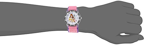 Disney Girl's 'Belle' Quartz Plastic and Nylon Watch. Color:Pink (Model: W002926) - necksoother