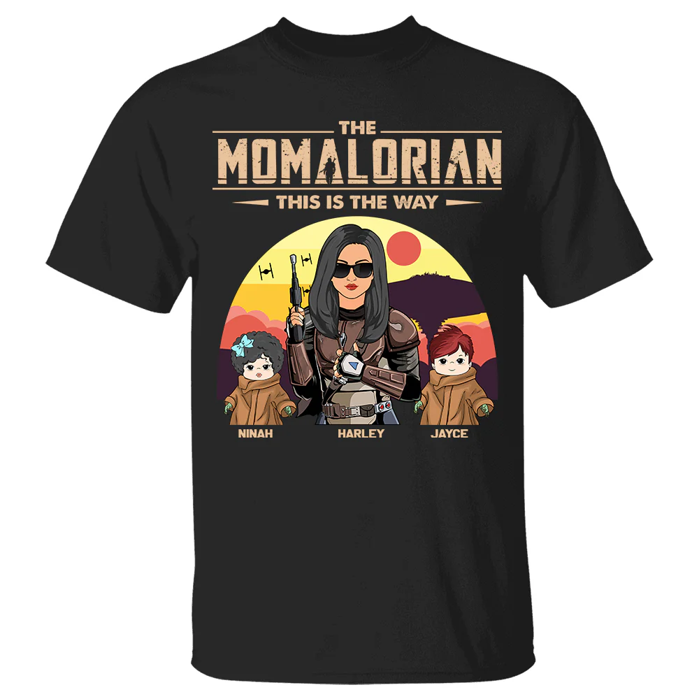 The Momalorian This Is The Way - Personalized Shirt Custom Tatooine Background With Kids - necksoother