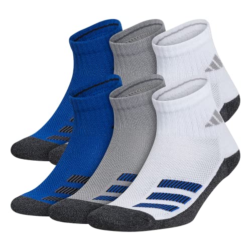 adidas Kids-Boy's/Girl's Cushioned Angle Stripe Quarter Socks (6-Pair) - necksoother