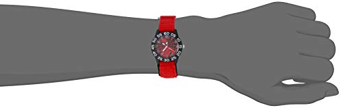 Marvel Spider-Man Boys' Black Plastic Time Teacher Watch. Red Hook and Loop Nylon Strap with Black Backing.WMA000412 - necksoother