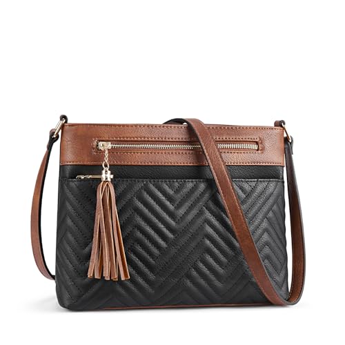 BOSTANTEN Crossbody Bags for Women Quilted Purses Medium Shoulder Handbags with Tassel - necksoother
