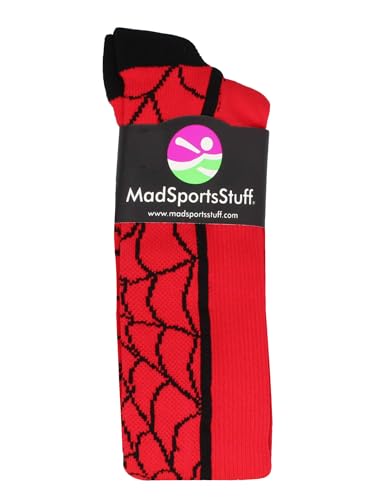 MadSportsStuff Spider Soccer Socks for Boys Girls Men Women Youth and Adult Over the Calf Black Widow - necksoother