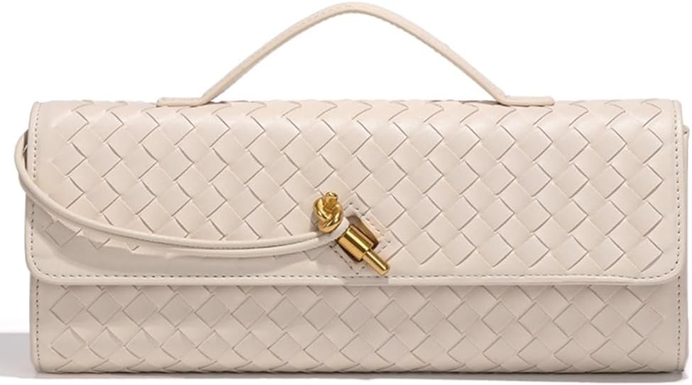 Trendy Woven Evening Clutch Purses Women Underarm Shoulder Handbag Cute Satchels Crossbody Purse PU Leather Wallet - necksoother