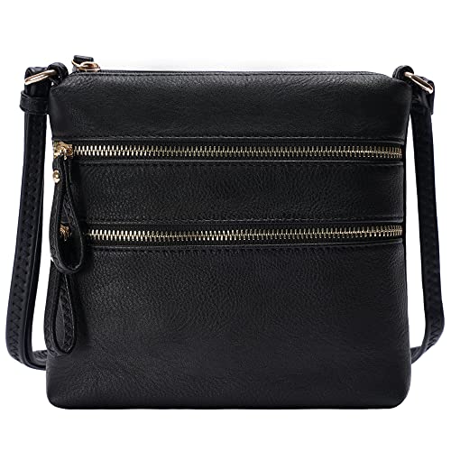 Solene Multi Zipper Pocket Crossbody Bag with Strap. Lightweight Travel bag. Daily Cell Phone Purses Messenger bag - necksoother