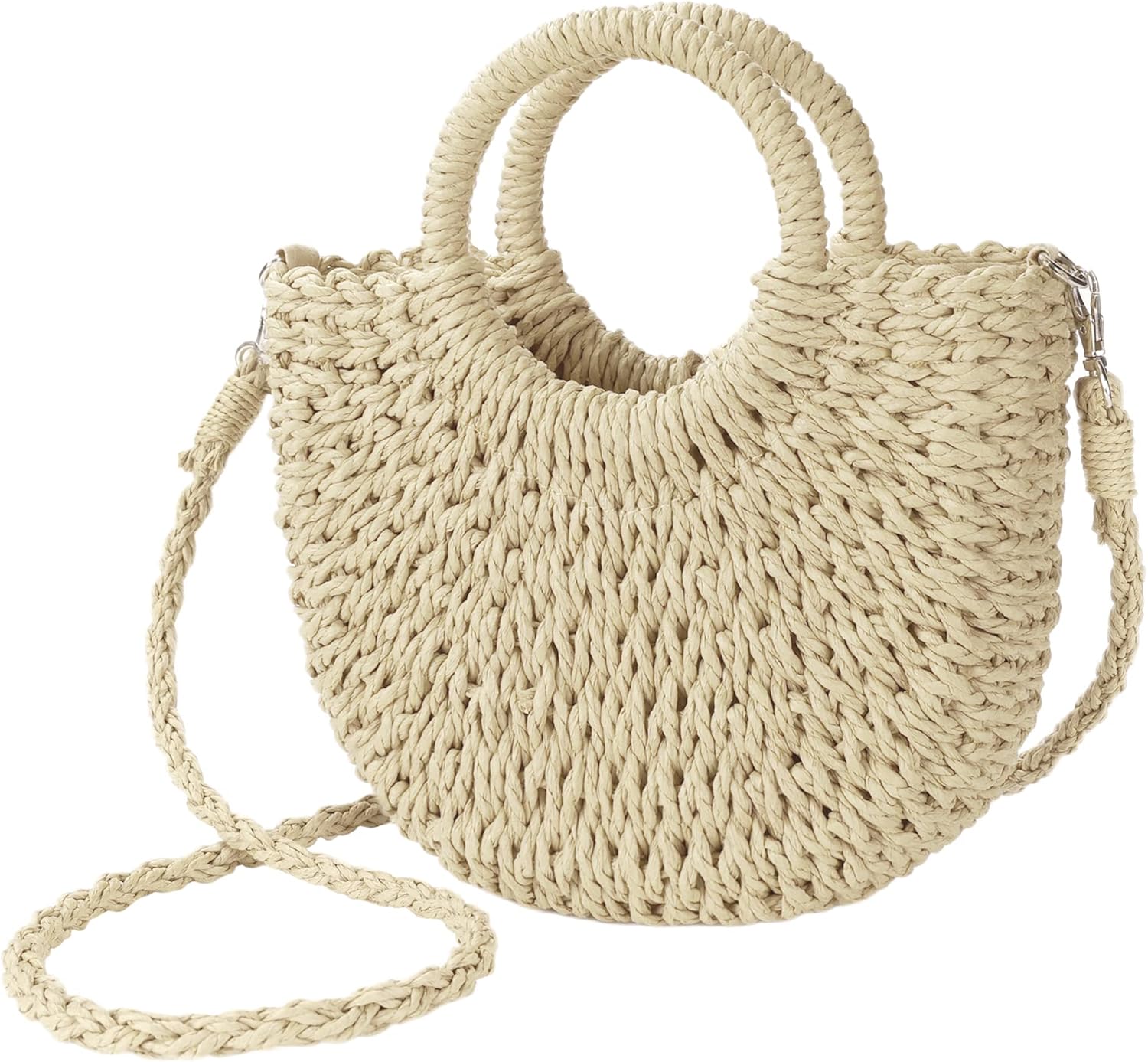 Womens Straw Beach Bag Woven Crossbody Shoulder Bags Top Handle Satchel Handbag Purse for Summer - necksoother