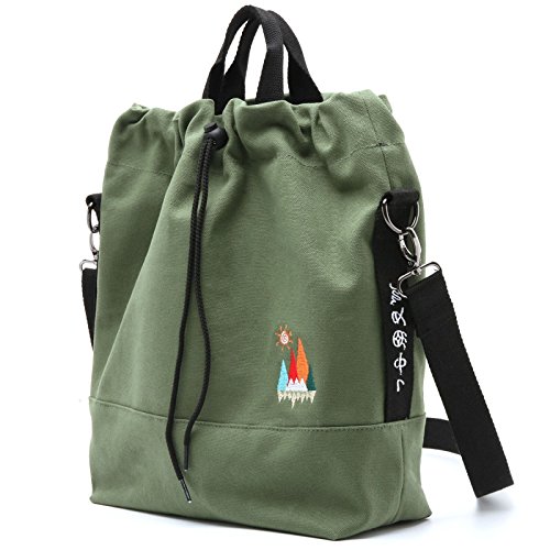Women Canvas Tote Handbags Casual Shoulder Work Bag Crossbody Bag with Sunshine Embroidery - necksoother