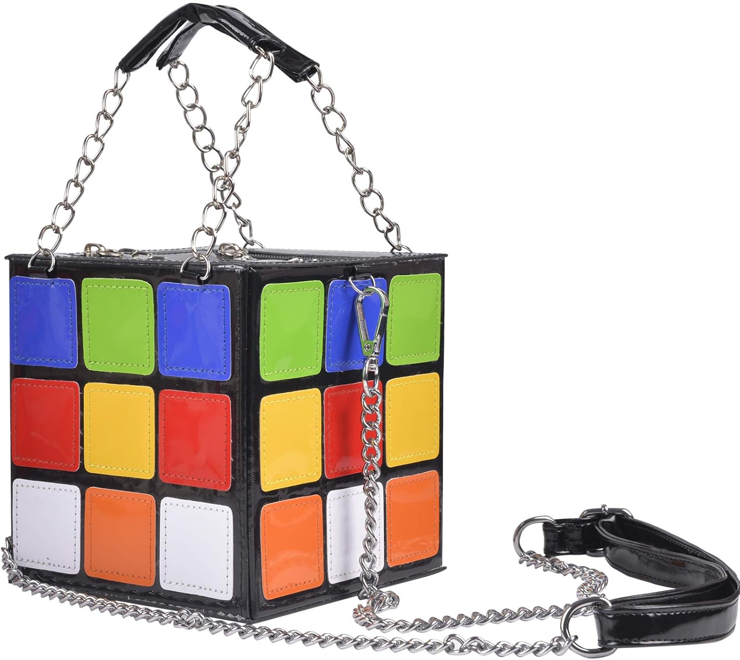 QZUnique Women's Cute Cube Shape Handbag Magic Shoulder Bag Clutch Bag With Super Long Shoulder Strap - necksoother