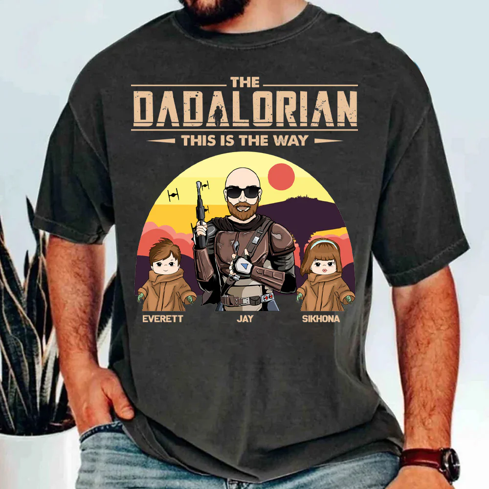 The Dadalorian This Is The Way - Personalized Shirt Custom Tatooine Background With Kids - necksoother