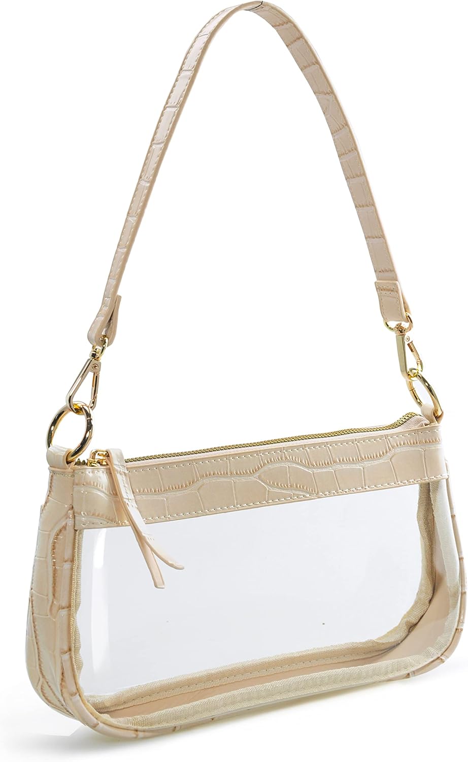 Clear Shoulder Handbag PVC Classic 90s Purse Women Vegan Leather Crocodile Crossbody Bag - necksoother