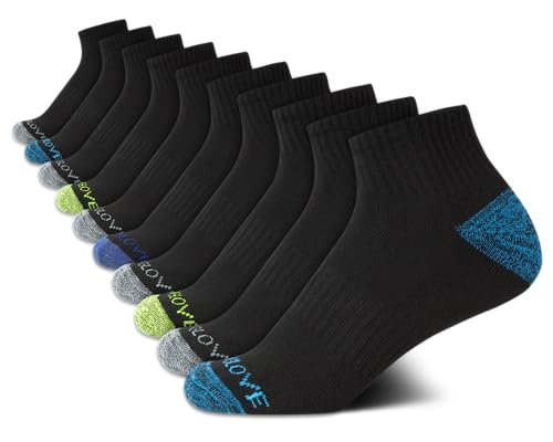 Body Glove Boys' Socks - 10 Pack Performance Cushion Athletic Quarter Cut Socks - Kids Running Socks for Boys - necksoother