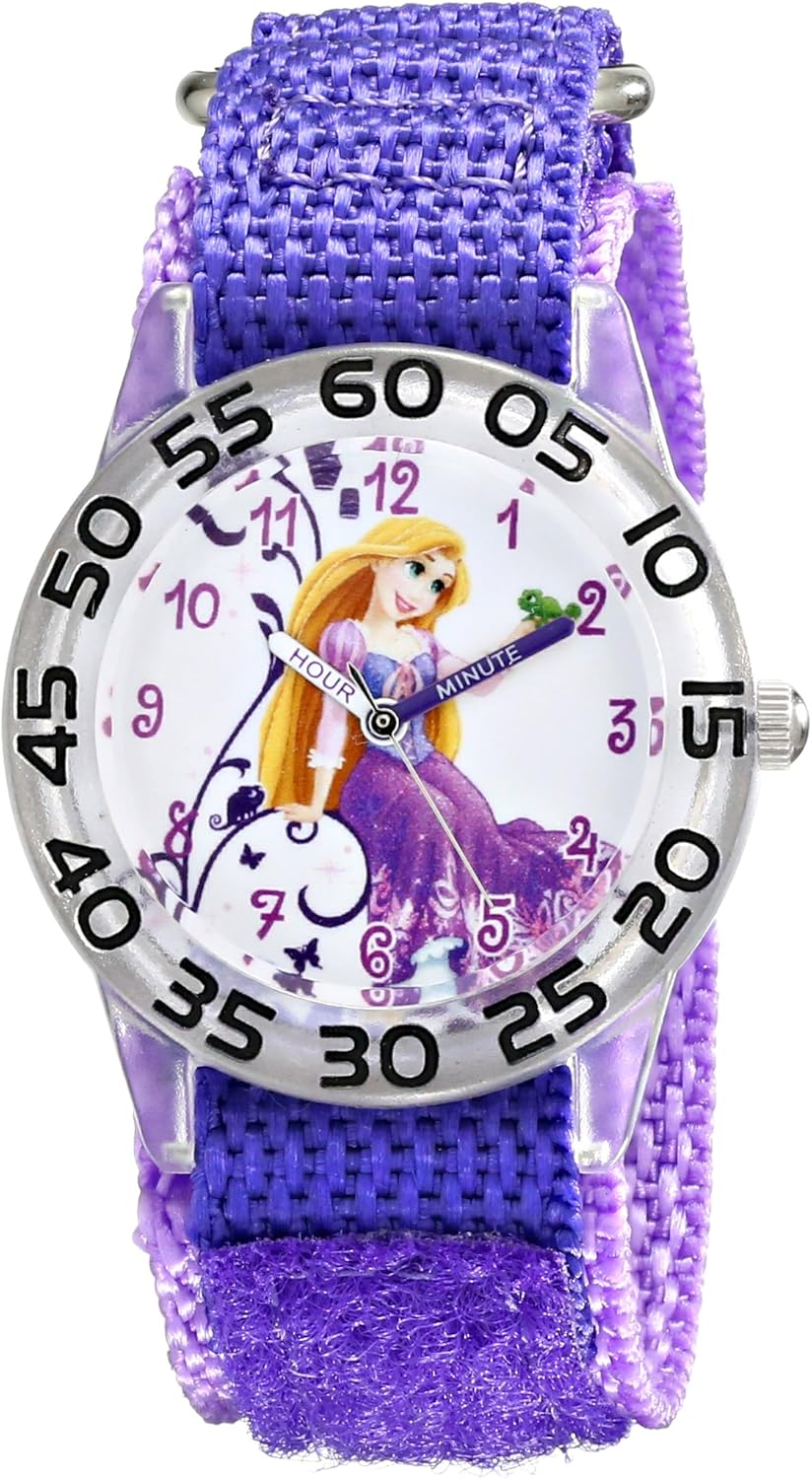 Disney Princess Kids' Plastic Time Teacher Analog Quartz Nylon Strap Watch - necksoother