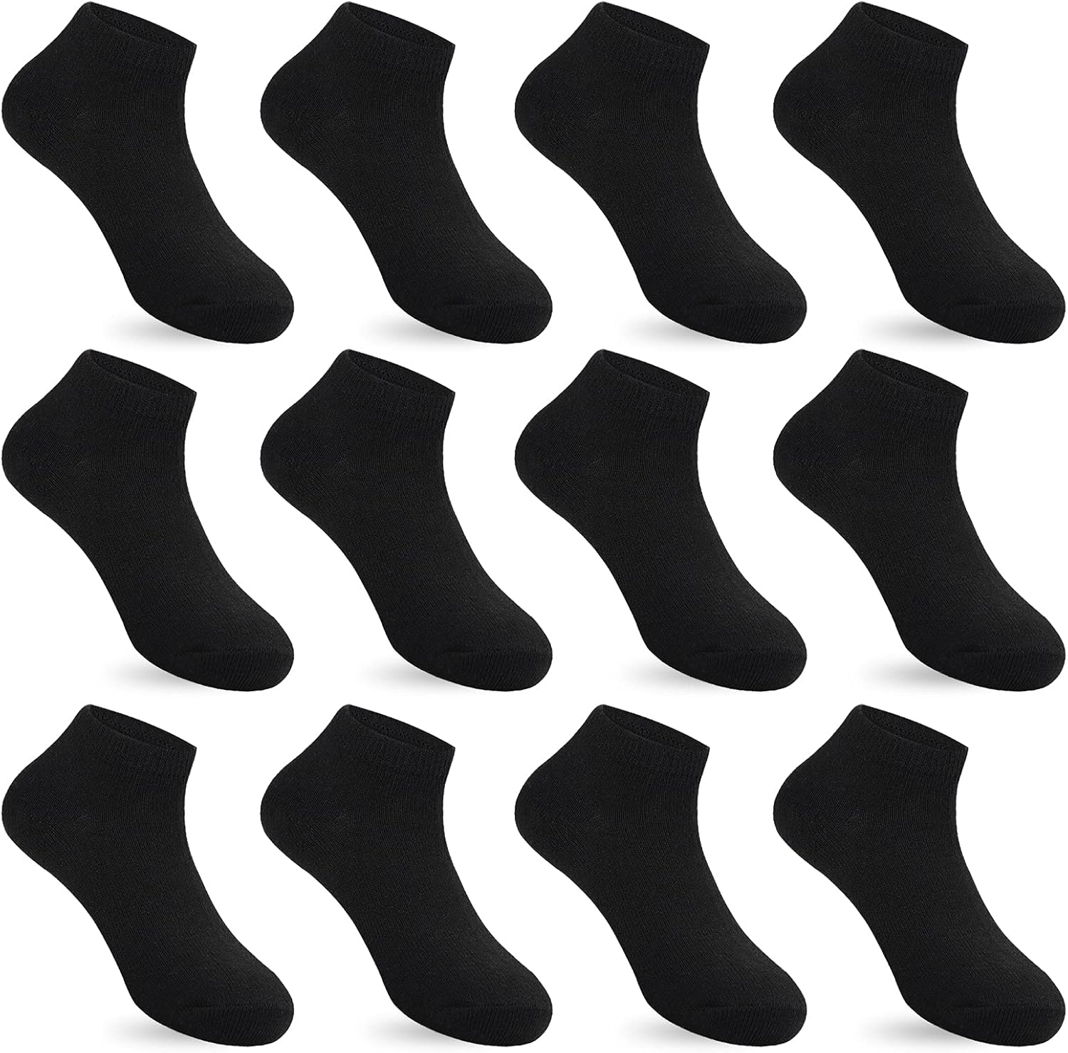 Auranso 12 Pairs Kid Breathable Athletic Ankle Socks Boys Girls Cotton Low Cut Socks - necksoother