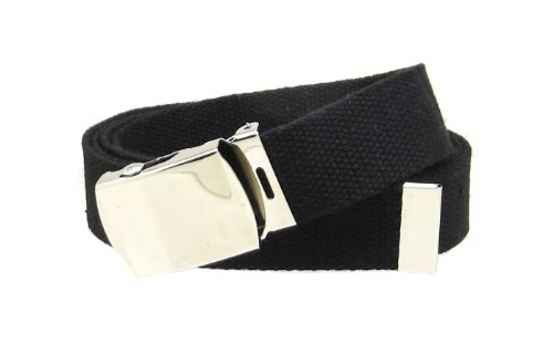 Canvas Web Belt with Chrome Buckle 54 Long Fully Adjustable Military Style - necksoother
