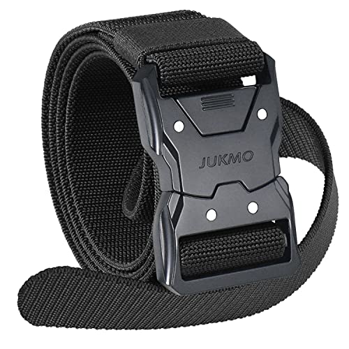 JUKMO Quick Release Tactical Belt. Military Work 1.5 Nylon Web Hiking Belt with Heavy Duty Seatbelt Buckle - necksoother