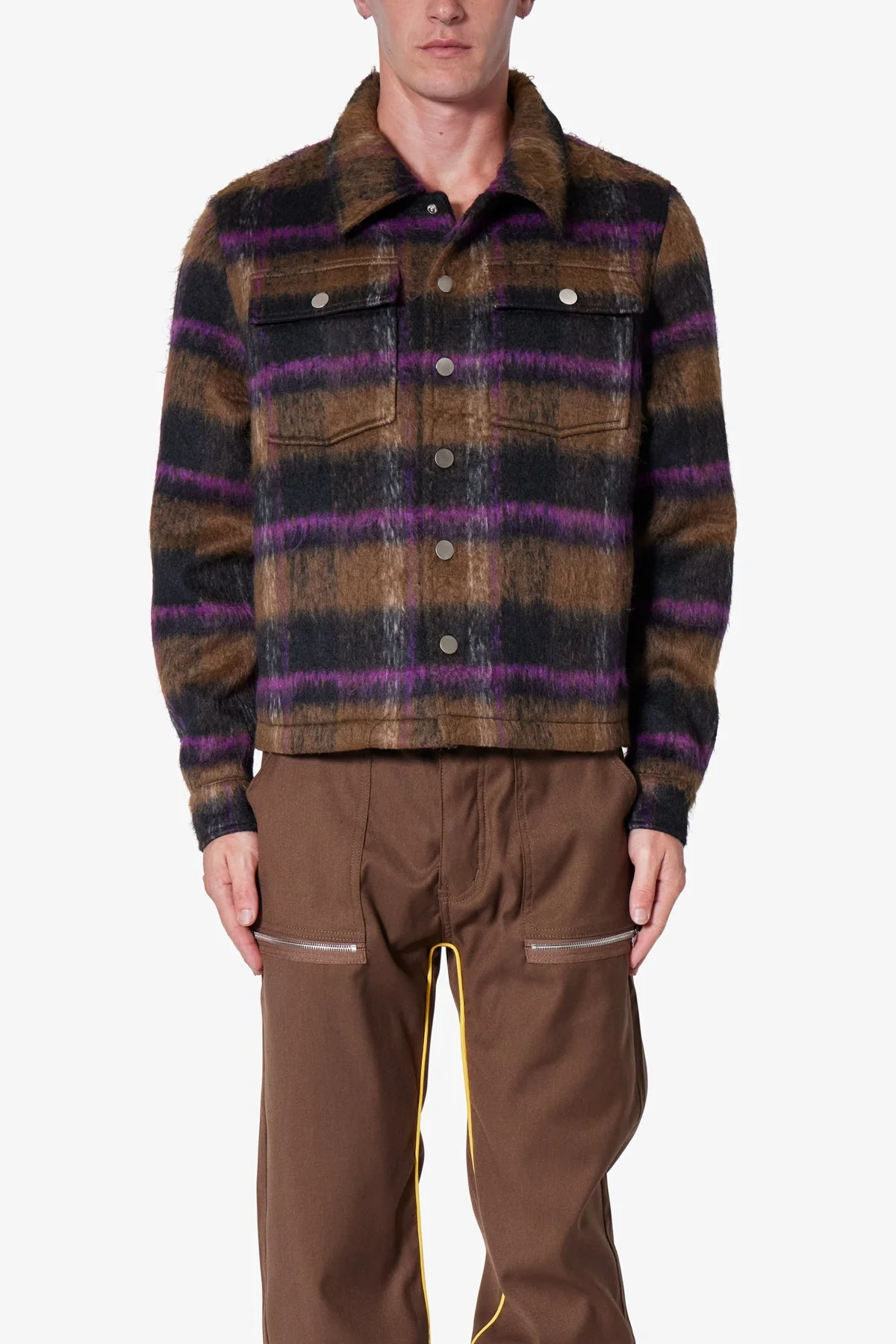 Brushed Flannel Jacket - Brown - necksoother
