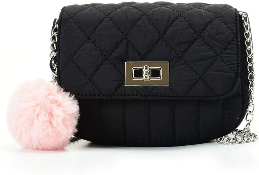 Cute Purses for Teen Girls Gifts. Small Purse and Quilted Crossbody Bags for Women with Chain. Nylon - necksoother