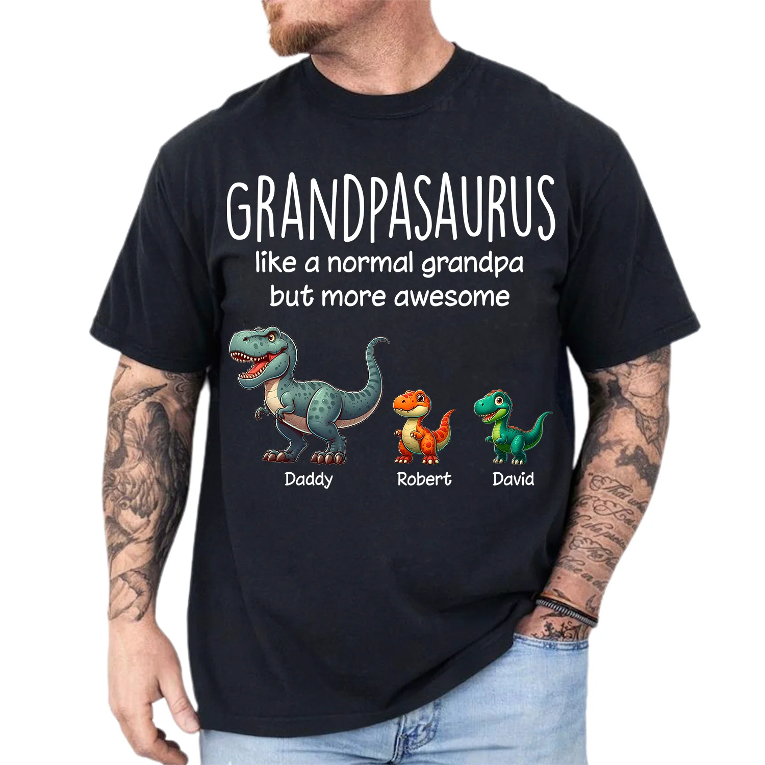 Custom Grandpasaurus Like A Normal Grandpa But More Awesome Shirt Father's Day Gift - necksoother