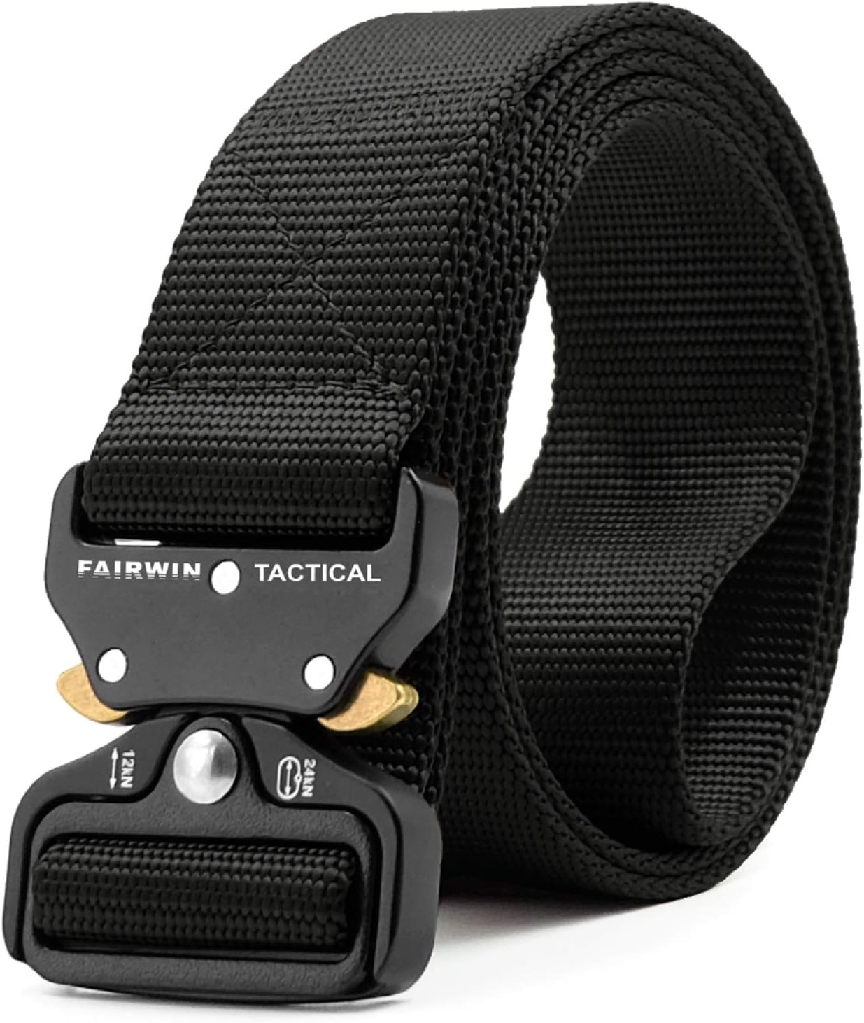 FAIRWIN Tactical Belt. Work Belts for Men Military Webbing Riggers Web Belt Heavy-Duty Quick-Release Buckle - necksoother