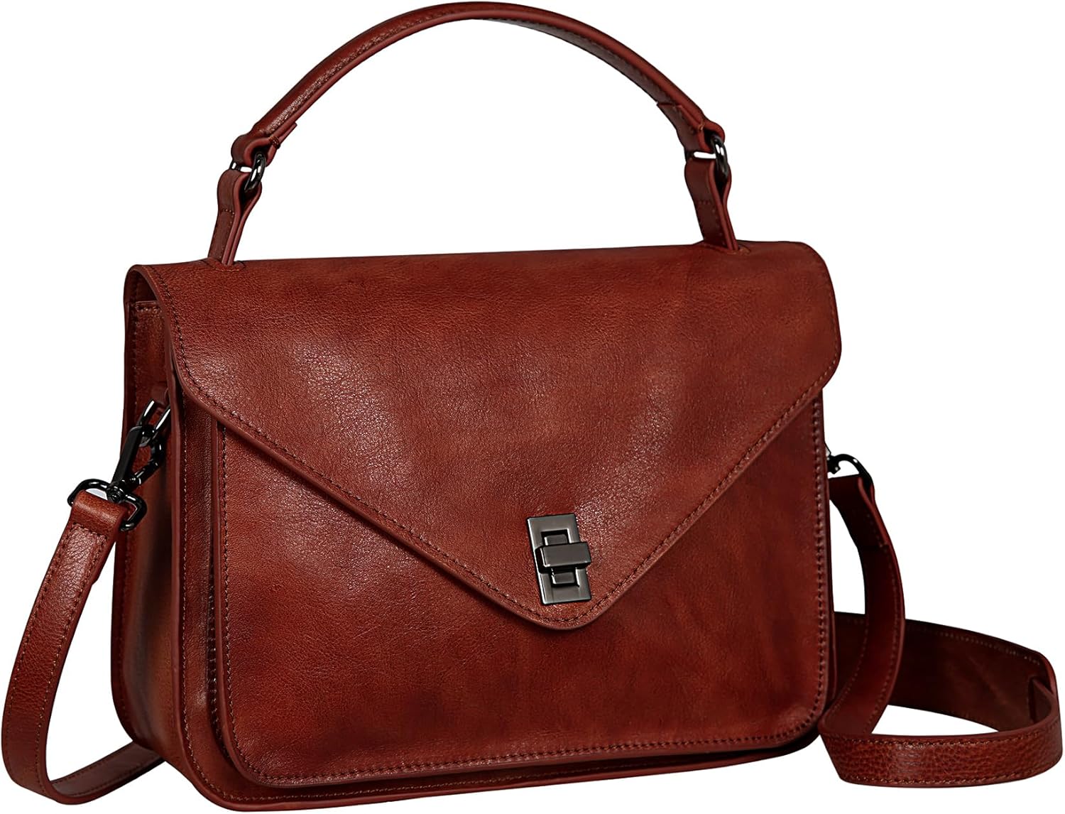 HESHE Leather Shoulder Bag Designer Crossbody Purses for Women Vintage Satchel Handbags Top Handle Bag for Work - necksoother