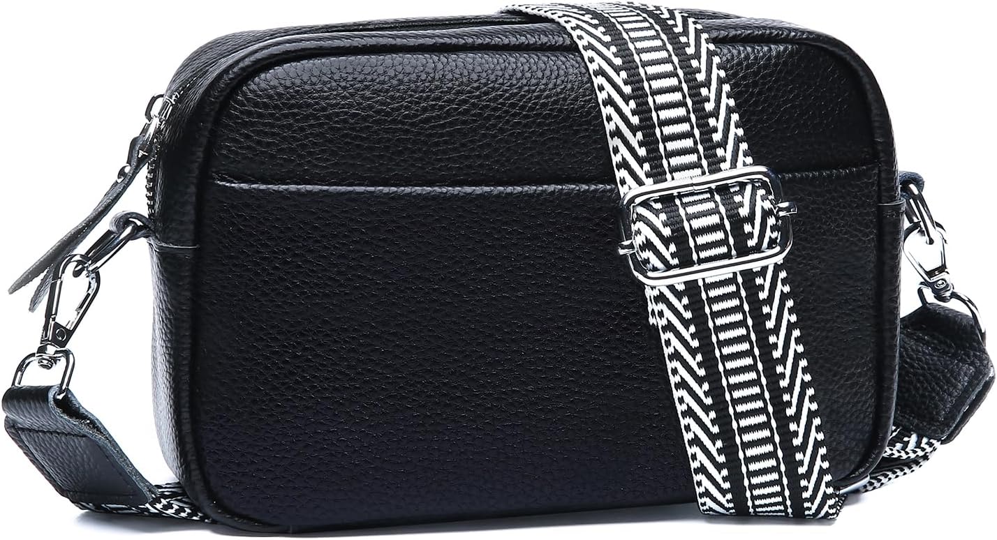 Small Crossbody Bags for Women Genuine Leather. Guitar Strap Shoulder Handbag Purse Camera Bag with Rfid Card Slots - necksoother