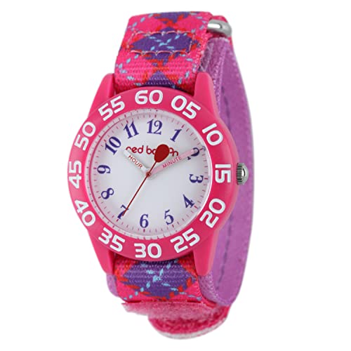 Red Balloon Kids' Plastic Time Teacher Analog Quartz Nylon Strap Watch - necksoother