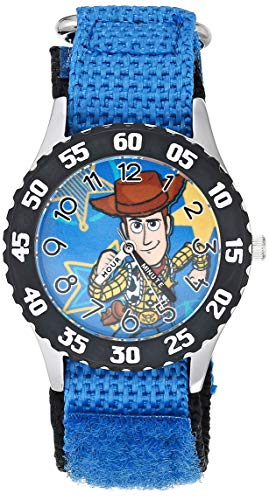 Disney Toy Story Kids' Bezel Stainless Steel Time Teacher Analog Nylon Strap Watch - necksoother