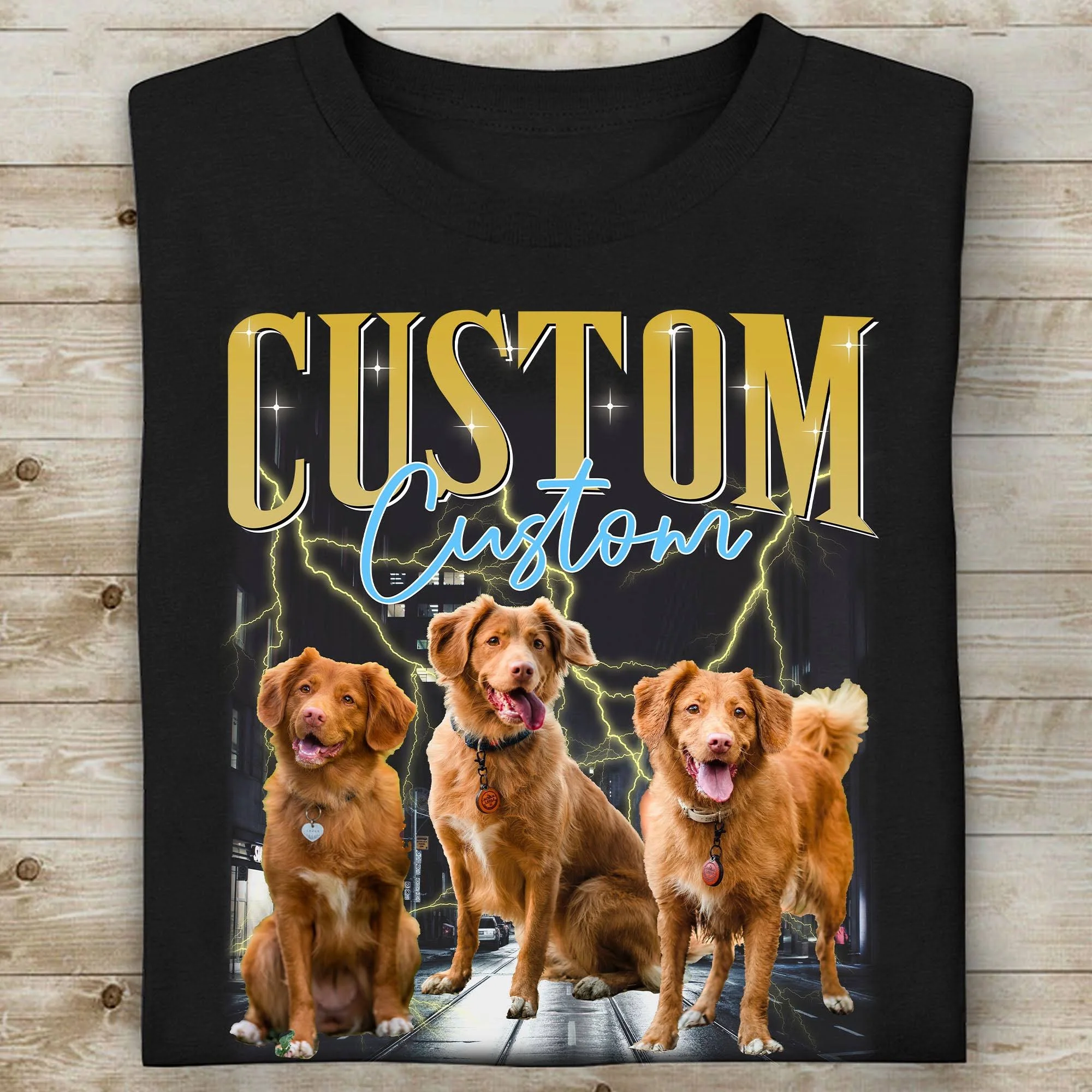 Live Preview Custom Bootleg Shirt Personalized with Your Own Pets Photo - necksoother