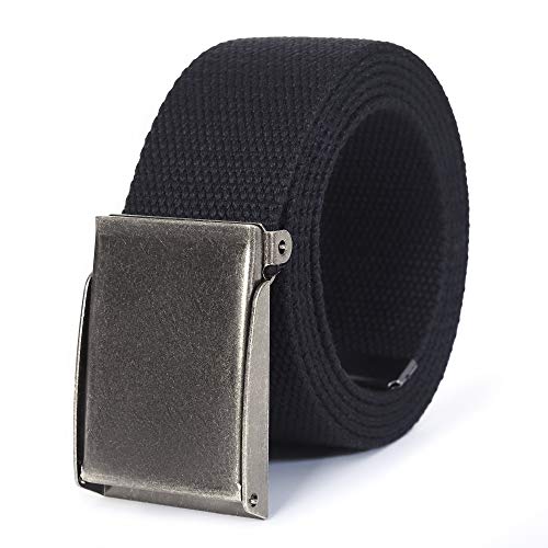 Mile High Life Canvas Web Belt | Cut to Fit Up to 52 | Flip-Top Matte Silver Nickel Buckle 12 Colors - necksoother