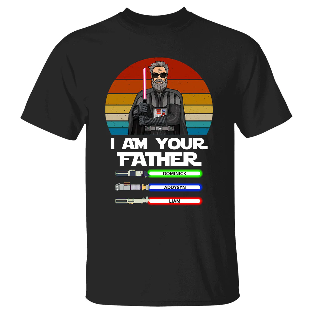 I Am Your Father Retro Color Darth Vader With Kid's Name Premium T-Shirt For Father - necksoother