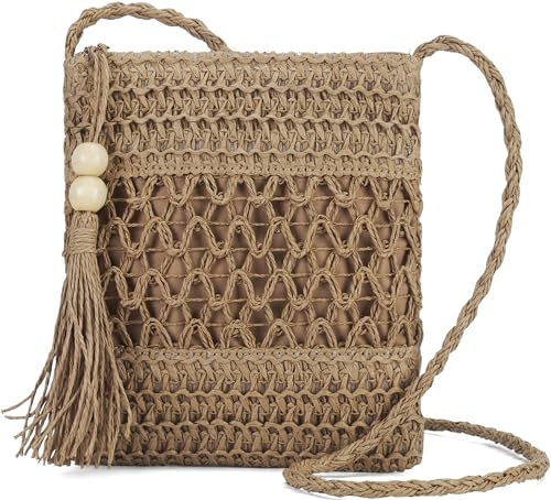 Small Beach Straw Purse For Women: Straw Bags Crossbody Shoulder Handbags - Raffia Woven Tote Purse For Summer Vacation - necksoother