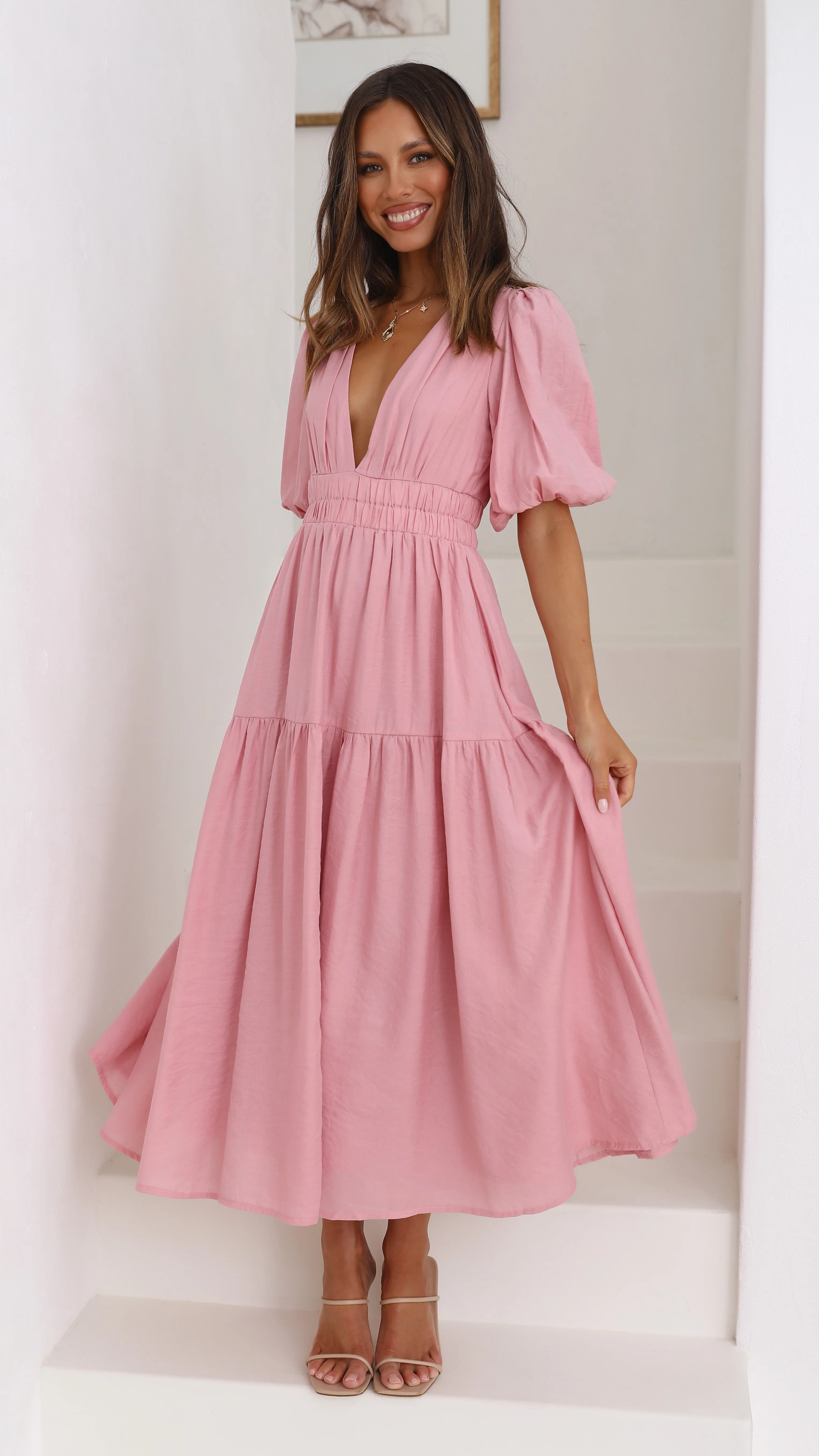 Erin Midi Dress - Soft Pink - necksoother