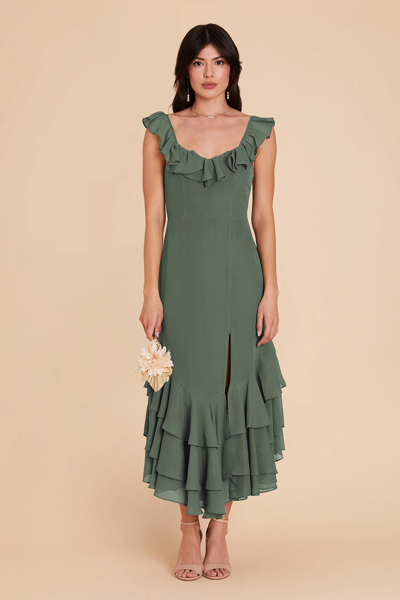 Ginny Chiffon Dress - Eucalyptus - necksoother