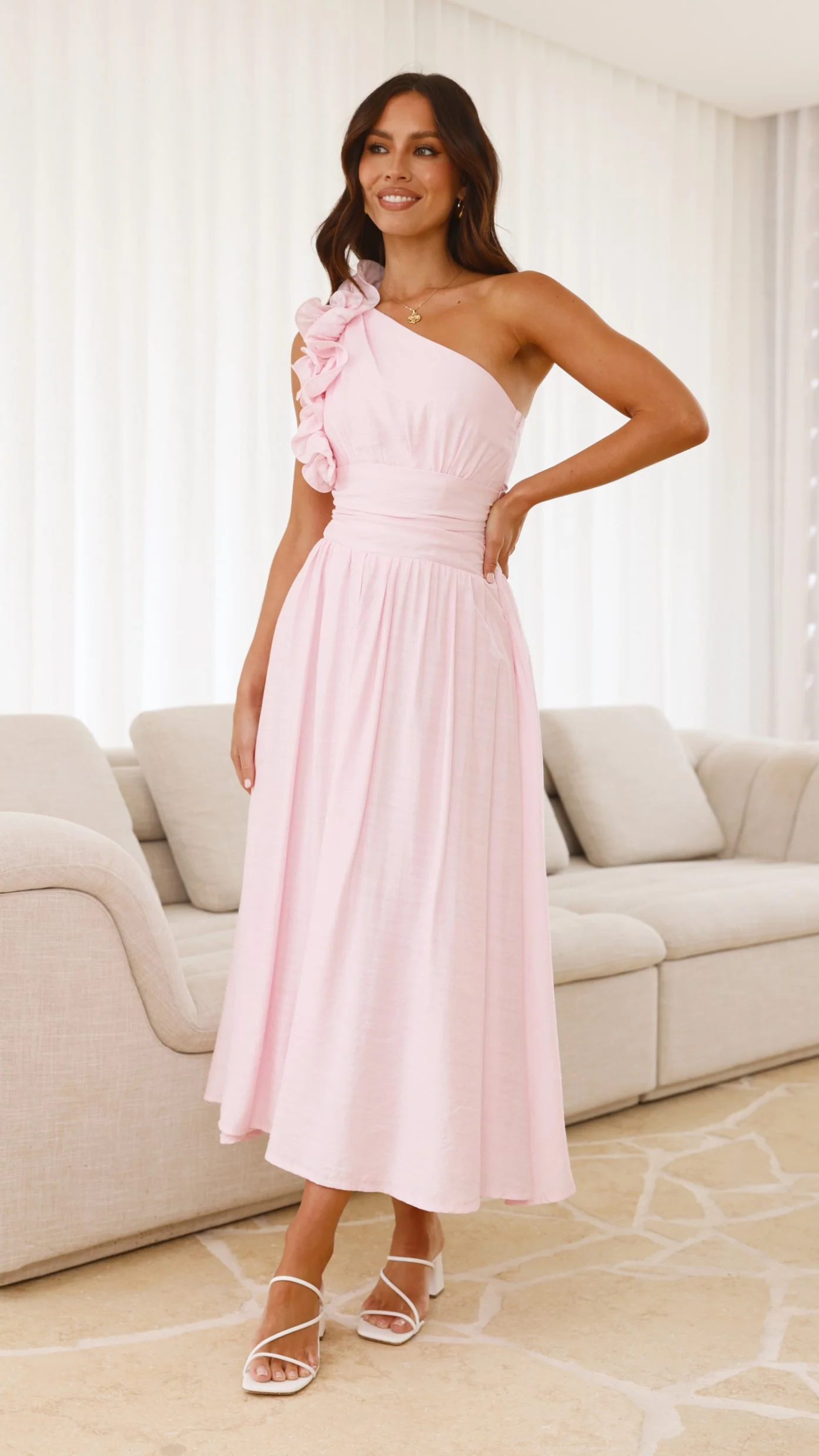 Okalani Midi Dress - Pink - necksoother